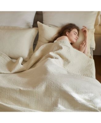 3 PCS 100% Cotton Oversized Bedspread Set Lightweight Quilt Set TG - Queen