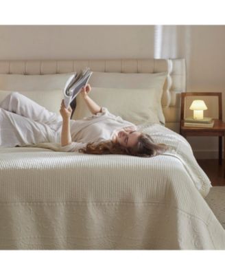 3 PCS 100% Cotton Oversized Bedspread Set Lightweight Quilt Set TG - King