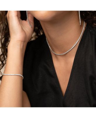 Sterling Silver 18k Gold Plated Cherie Tennis Necklace & Bracelet Set