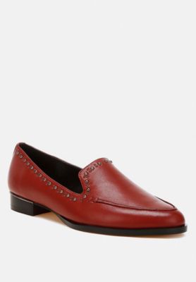 Rag and Co Womens Wolferton Delicate Stud Detail Leather Loafers
