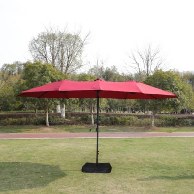 15' x 9' Double-Sided Crank Patio Umbrella with Vent and UV Protection