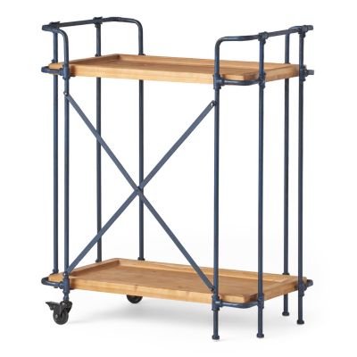 Streamdale Rustic Firwood Bar Cart with Iron Wheels