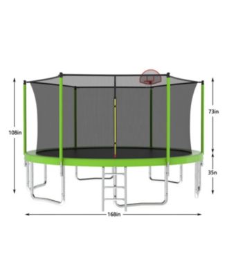 Streamdale 14FT Kids Trampoline with Safety Net, Basketball Hoop, and Accessories