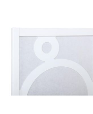 4-Panel Wood Room Divider with Circle Pattern, White