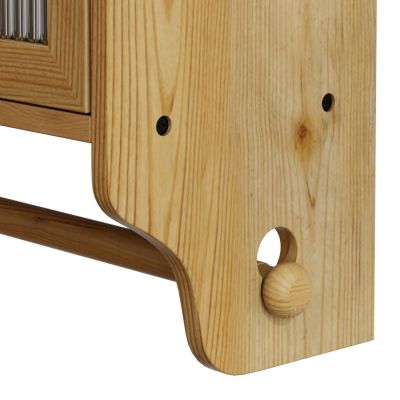 Vintage Sideboard with Glass Fluted Doors, 3-Tier Storage