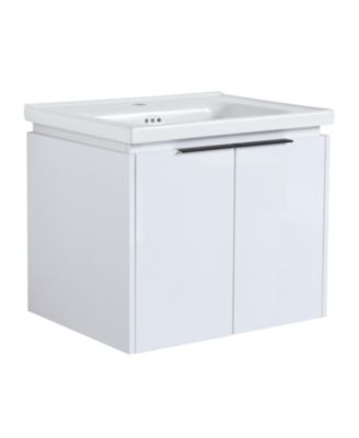 Streamdale Wall-Mounted Vanity with Storage Cabinet & Smooth Ceramic Basin