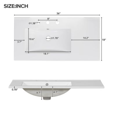  36" White Bathroom Vanity with Premium Ceramic Sink