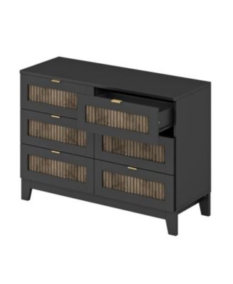 Rustic Dresser with 6 Drawers and Metal Handles