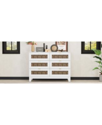 Rustic Dresser with 6 Drawers and Metal Handles