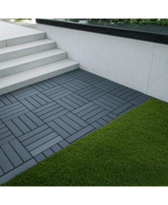Interlocking Deck Tiles, 44 Pack, 12" Dark Grey, Waterproof Outdoor Patio