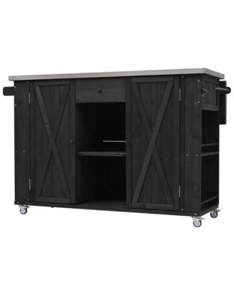 Streamdale Outdoor Kitchen Island - Fir Wood, Stainless Top