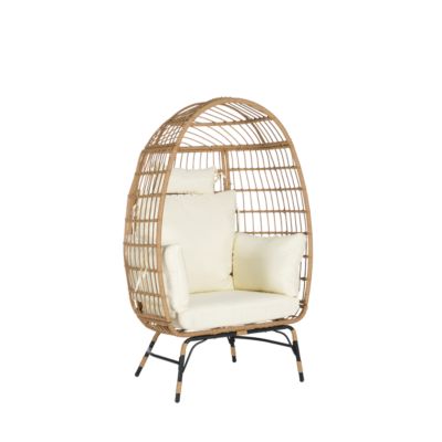Oversized Wicker Egg Chair with Ottoman