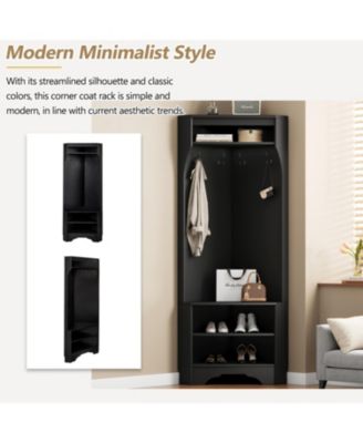 Streamdale Corner Hall Tree with Shoe Bench and Coat Hooks