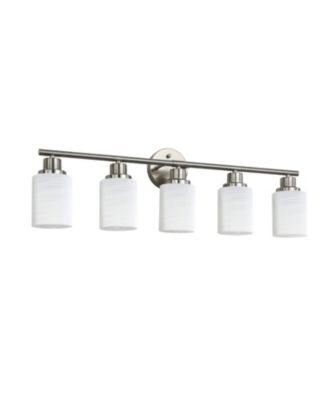 5-Light Vanity Wall Sconce with Frosted Glass Shades in Brushed Nickel