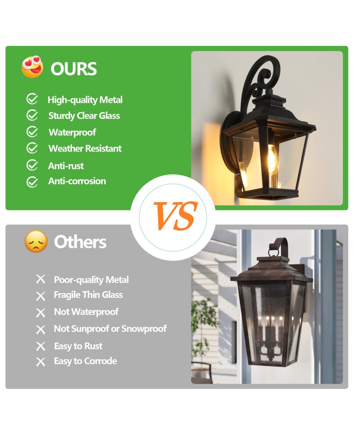 Streamdale Furniture 2-Pack Black Wall Lanterns with Clear Glass Panels for Outdoor Lighting