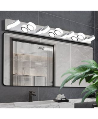 Modern 7-Light LED Vanity Light - Chrome with Acrylic Shades - Dimmable, 52.2" Length