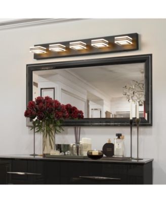 Modern 5-Light Vanity Light Sleek Iron & Acrylic Fixture with Dimming and Energy Efficiency