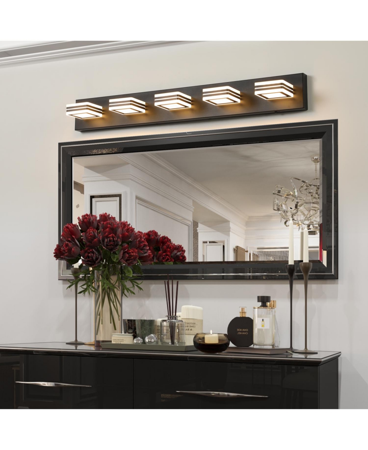 Streamdale Furniture Modern 5-Light Vanity Light Sleek Iron & Acrylic Fixture with Dimming and Energy Efficiency