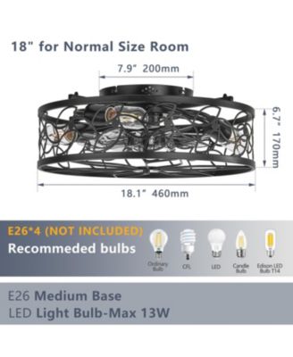 Streamdale Black Vintage Caged Ceiling Fan with Remote - 18.1", Industrial Style