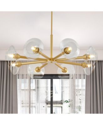 Gold 8-Light Clear Shade Mid-Century Modern Fixture Sputnik Chandelier