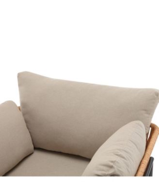 Streamdale Beige/Wood Rope Lounge Chairs (Set of 2), Natural/Modern style