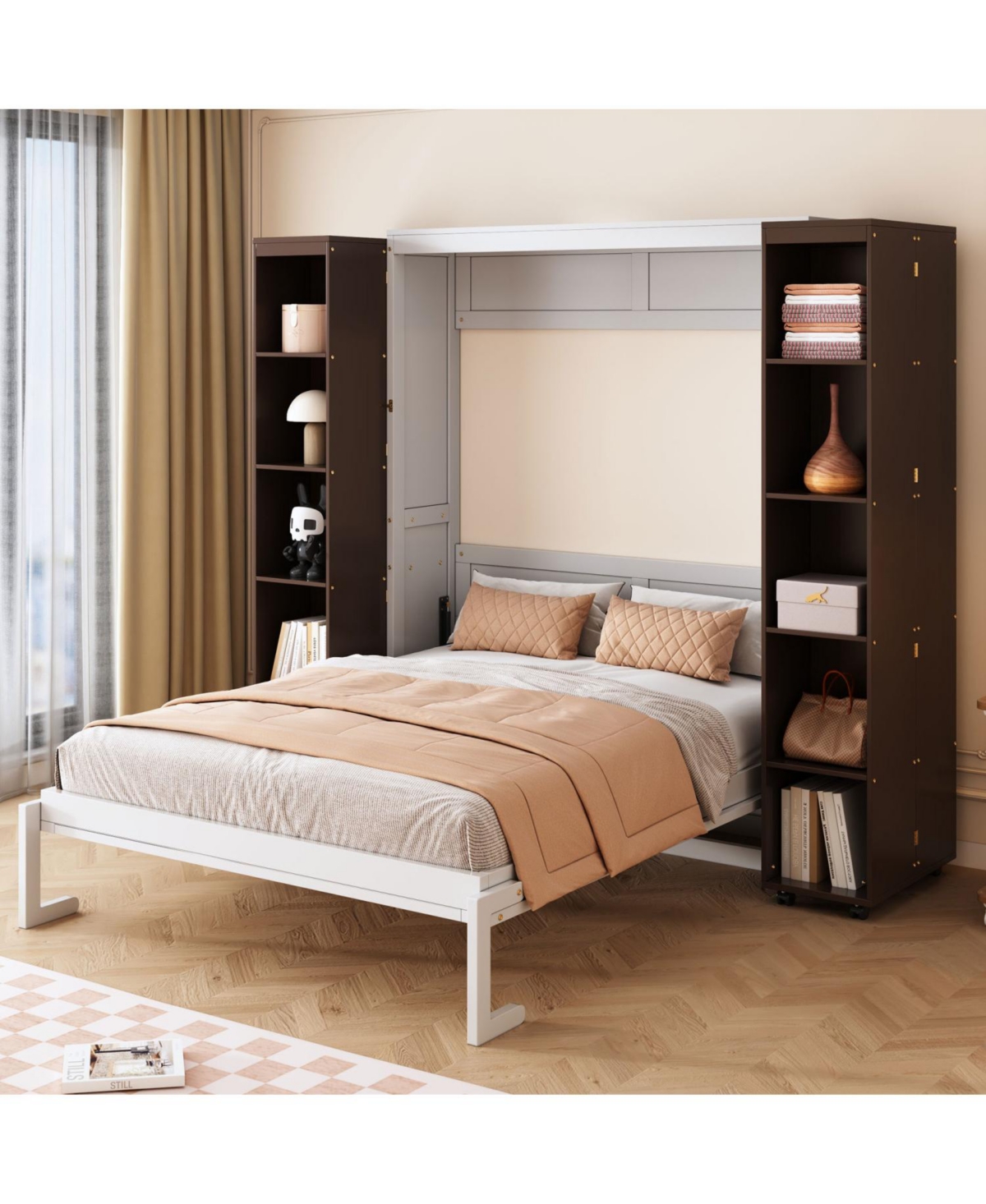 Streamdale Furniture Queen Murphy Bed Wall with Storage Doors