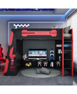 Loft Bed with Desk & Shelves