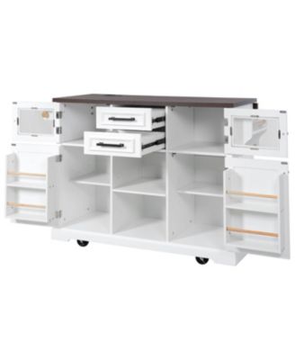 Kitchen Island with Drop Leaf & Power Outlet