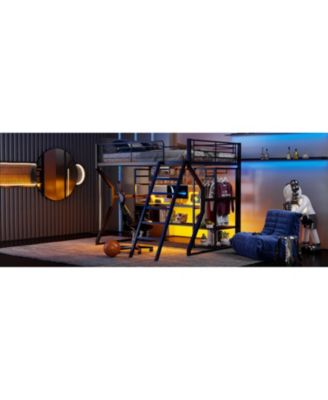 Gaming Loft Bed with Work Station & Storage