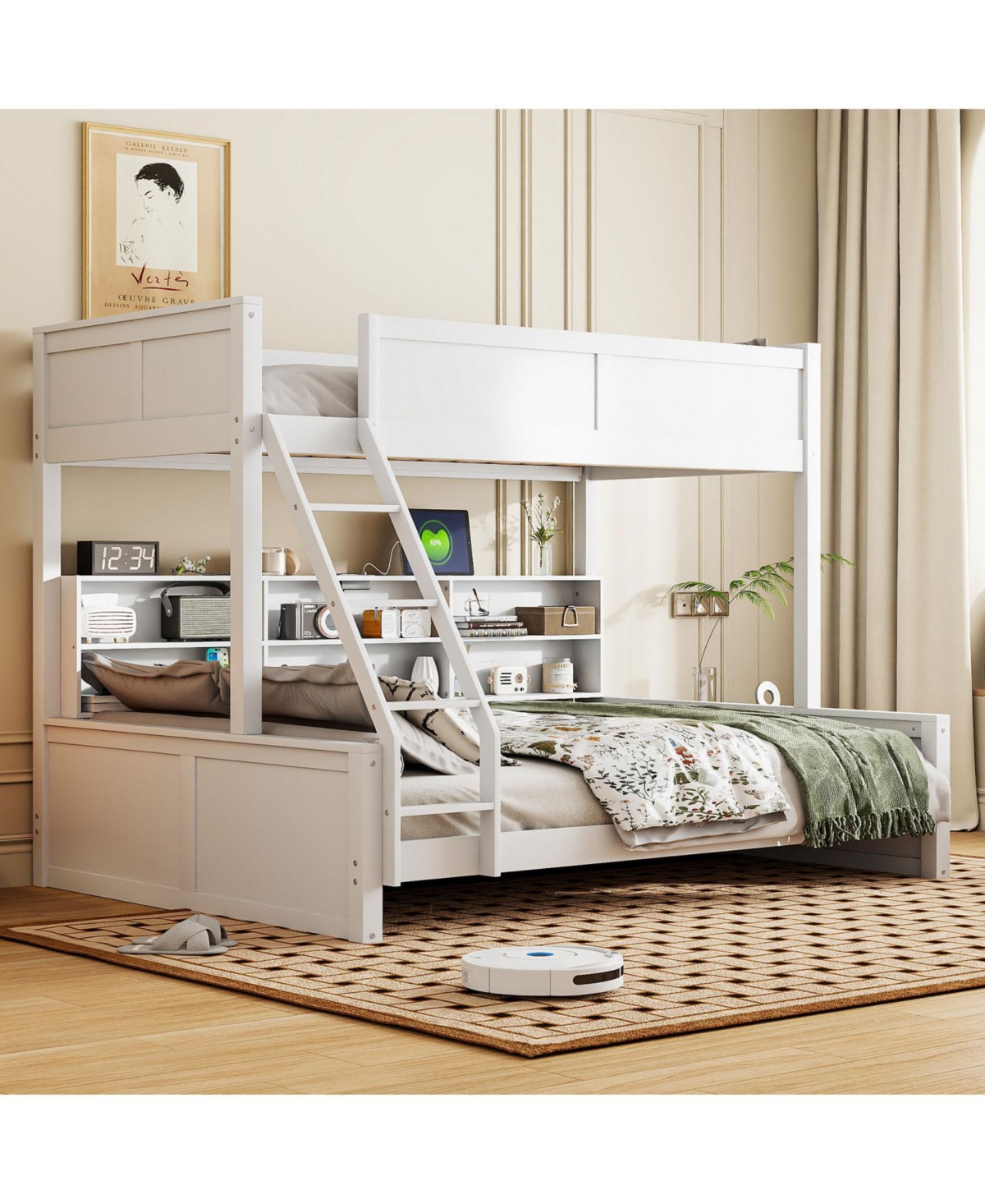 Streamdale Furniture Twin Xl/Queen Bunk Bed Storage & Usb