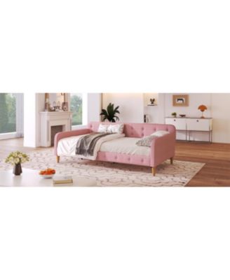 Twin Size Upholstered Daybed with 4 Support Legs