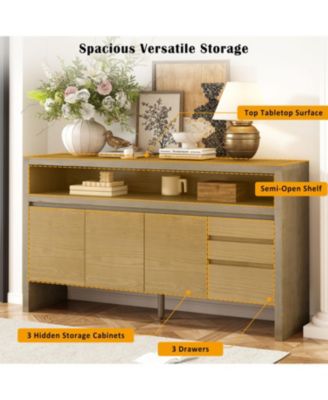 60" Modern Ash Veneer 3-Door Sideboard