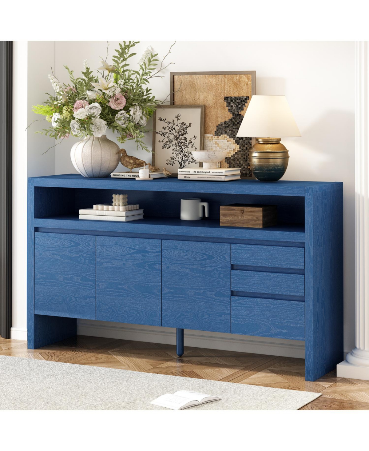 Streamdale Furniture 60" Modern Ash Veneer 3-Door Sideboard