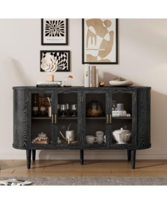 Farmhouse Sideboard Cabinet with Glass Doors