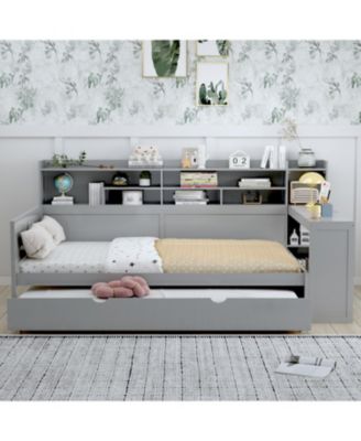 Daybed with Trundle Desk & Shelves
