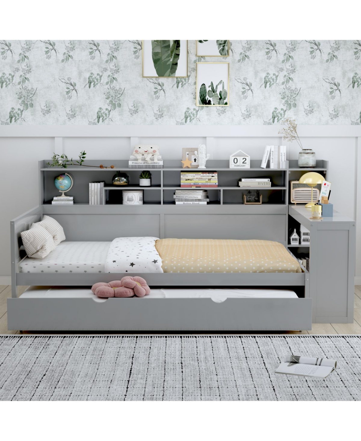 Streamdale Furniture Daybed with Trundle Desk & Shelves