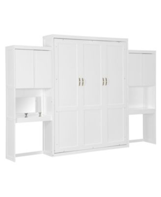 Queen Size Murphy Bed with Desk Vanity and Cabinets