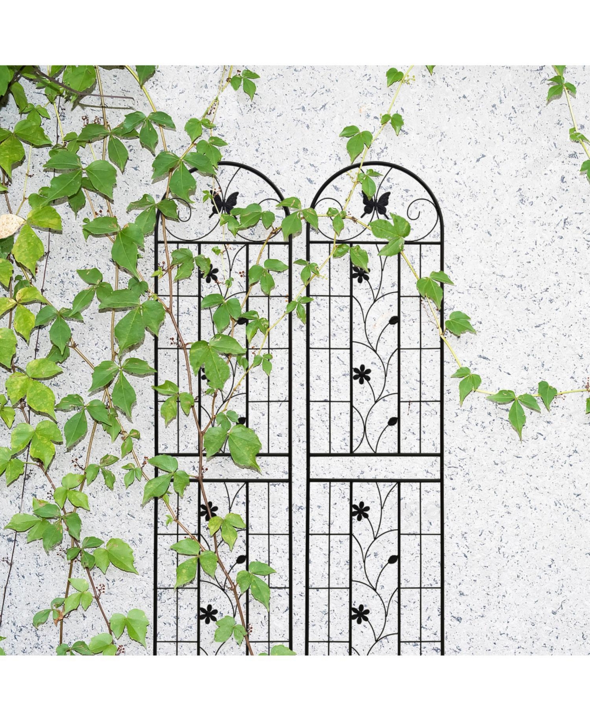 Streamdale Furniture Furniture 2 Pack Metal Garden Trellis 86.7" Black