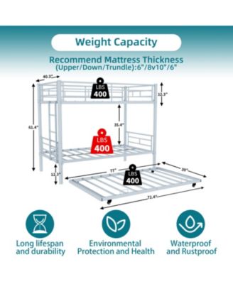 Heavy-Duty Metal Twin Bunk Bed - Silver
