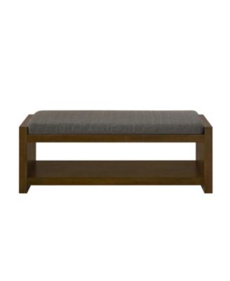 47" Accent Bench with Shoe Rack Padded Seat Removable Cushion - Granite