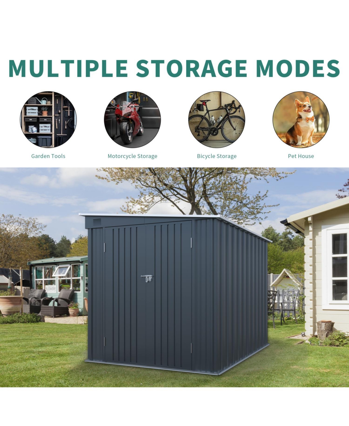 Streamdale Furniture 6x8FT Galvanized Steel Outdoor Storage Shed