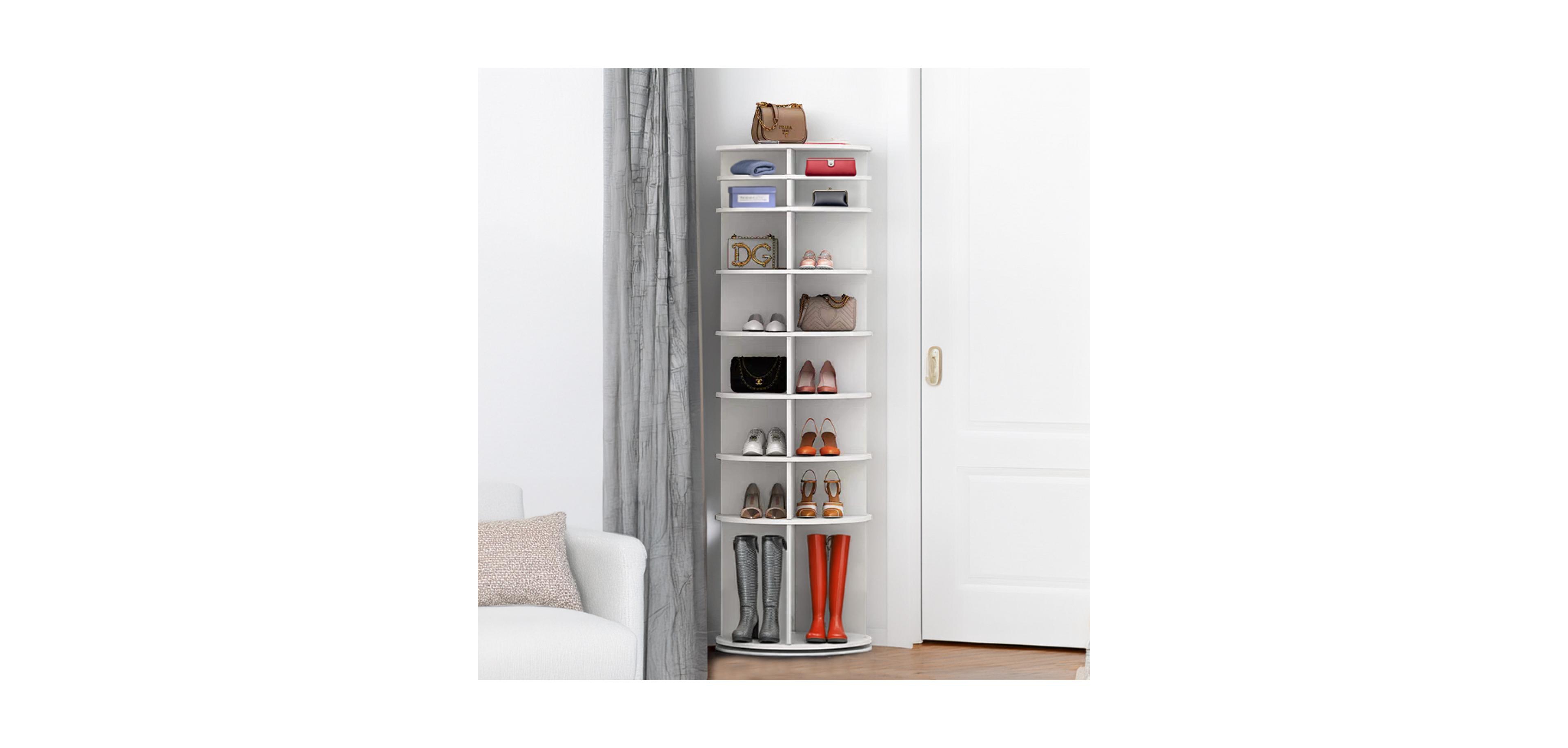 Streamdale Furniture Rotating Shoe Rack Tower (White)