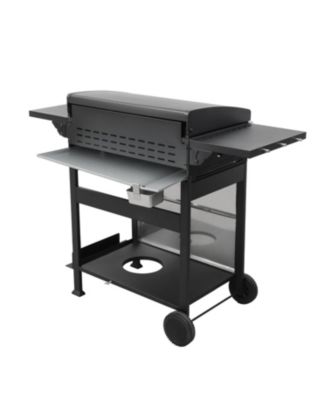 4-Burner Propane BBQ Grill SS Plancha Foldable Side Table
