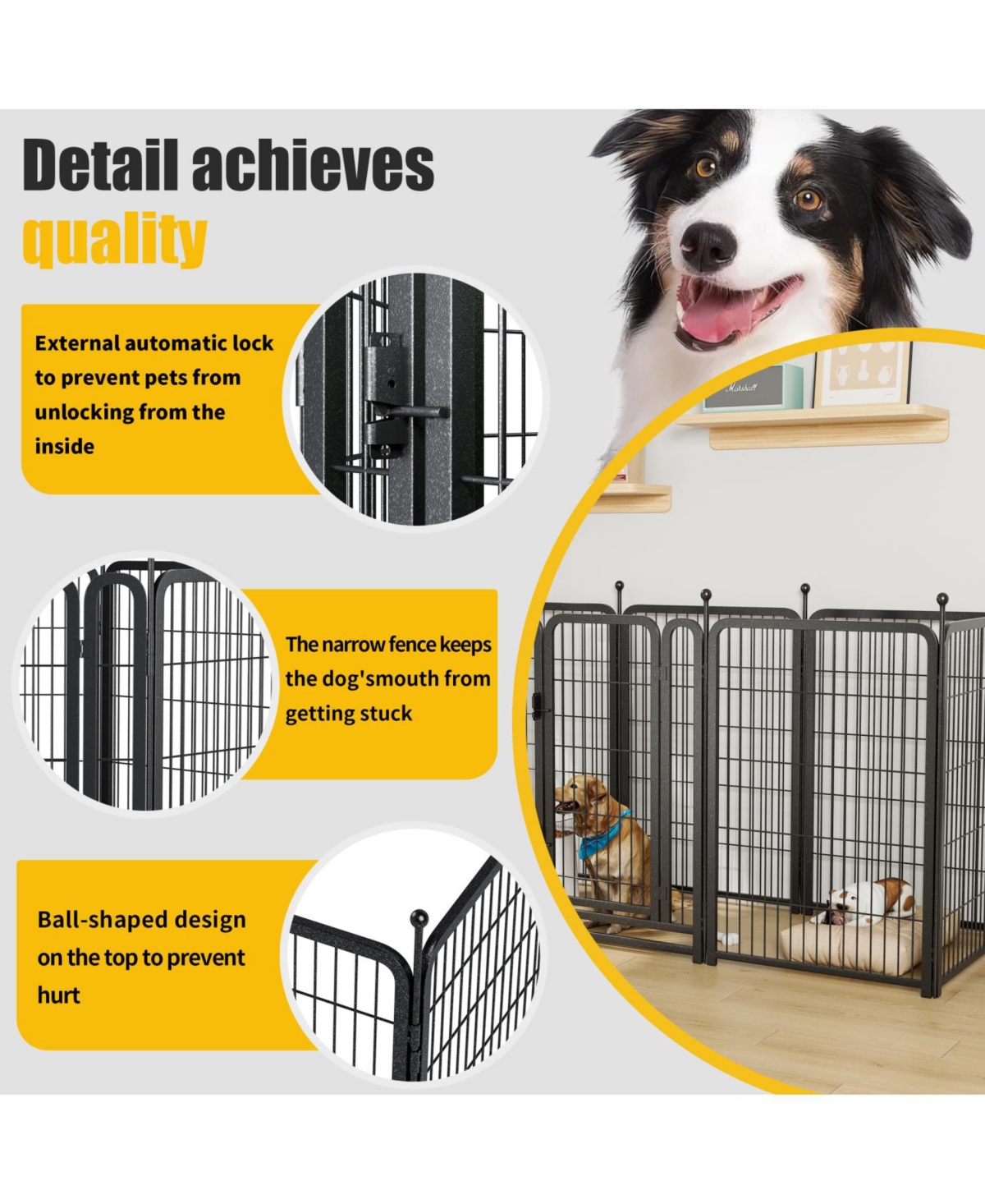 Streamdale Furniture Dog Playpen 8 Panels 40" Heavy Duty