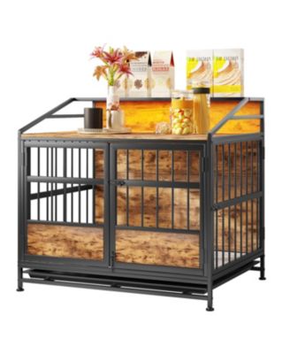 Wooden Dog Crate Furniture with Storage - Brown