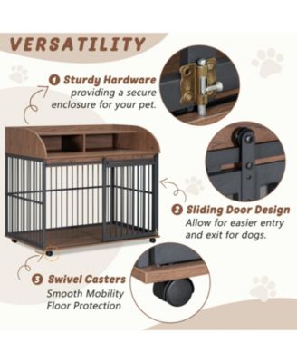 44" Heavy Duty Dog Crate Furniture with Storage