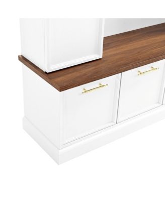 Streamdale 4-in-1 Hall Tree- 59" Wide, Golden Hooks, Walnut Bench, Adjustable Shelves, Black