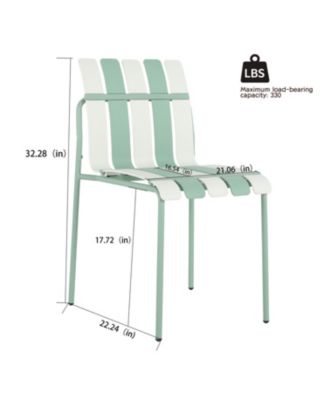Striped Color Block Chairs - Waterproof, Metal Legs (White & Green)