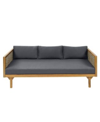 Streamdale Acacia Wood Outdoor Daybed with Rattan Armrests