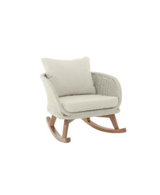 Streamdale Beige Wicker Rocking Chair with Cushions - Indoor/Outdoor